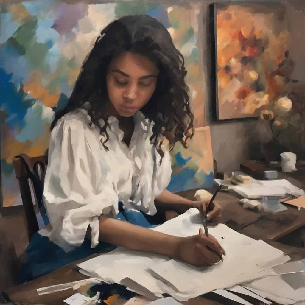 Ζεστή καλλιτέχνιδα δημιουργεί αφαιρετικά έργα τέχνης με έμπνευση από την εικαστική δύναμη της αφαίρεσης.