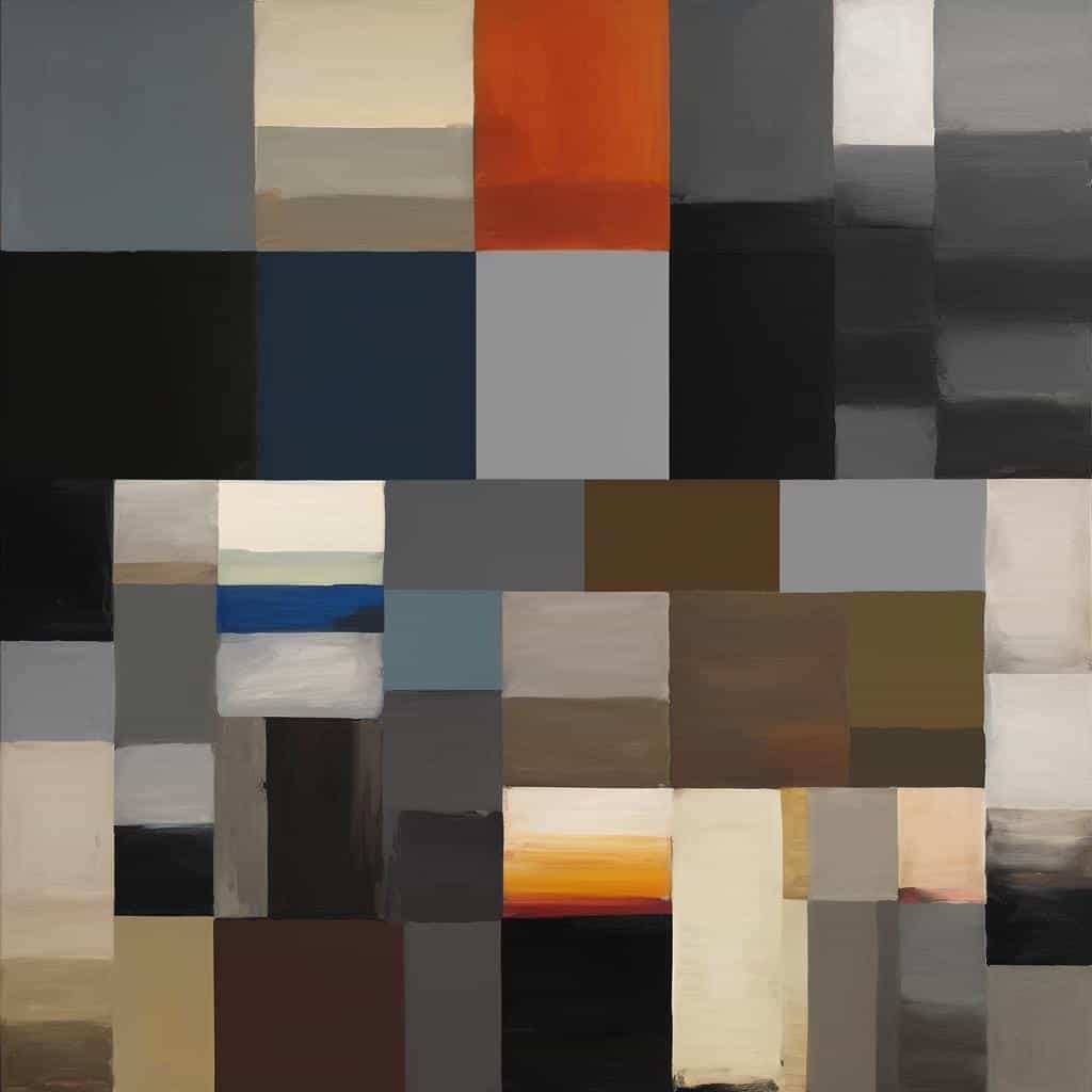 Χρώματα σε αφηρημένο έργο τέχνης με εικαστική δύναμη αφαίρεσης και σύνθεση.